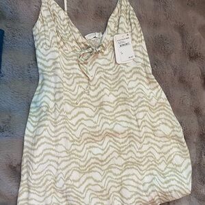 Stylish Cream and Gold Patterned Mini Dress